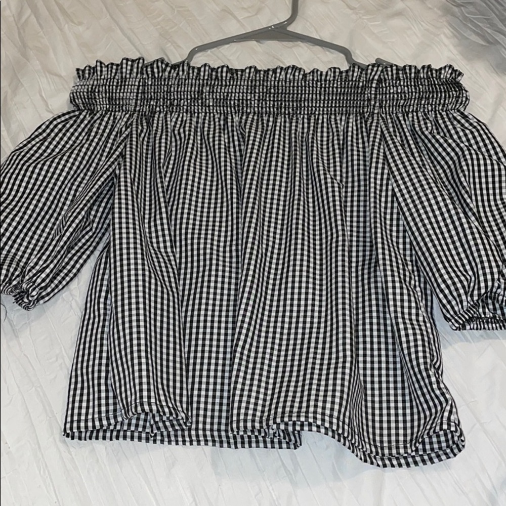 Graham black and white off the shoulder top